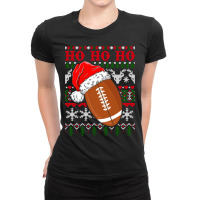 Football Funny American Football Santa Hat Ugly Christmas Sweater 390 Ladies Fitted T-shirt | Artistshot