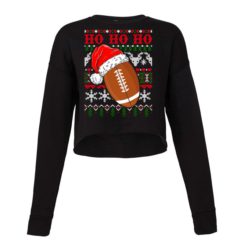 Football Funny American Football Santa Hat Ugly Christmas Sweater 390 Cropped Sweater by coolquirrell | Artistshot