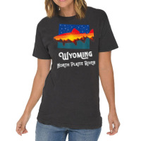 Trout Fly Fishing Nature North Platte River Mountain Sunset Vintage T-shirt | Artistshot