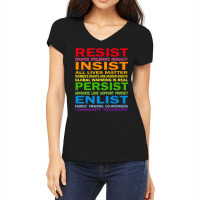 Lgbt Resist Insist Persist Enlist Hillary Mantra T Shirt Women's V-neck T-shirt | Artistshot