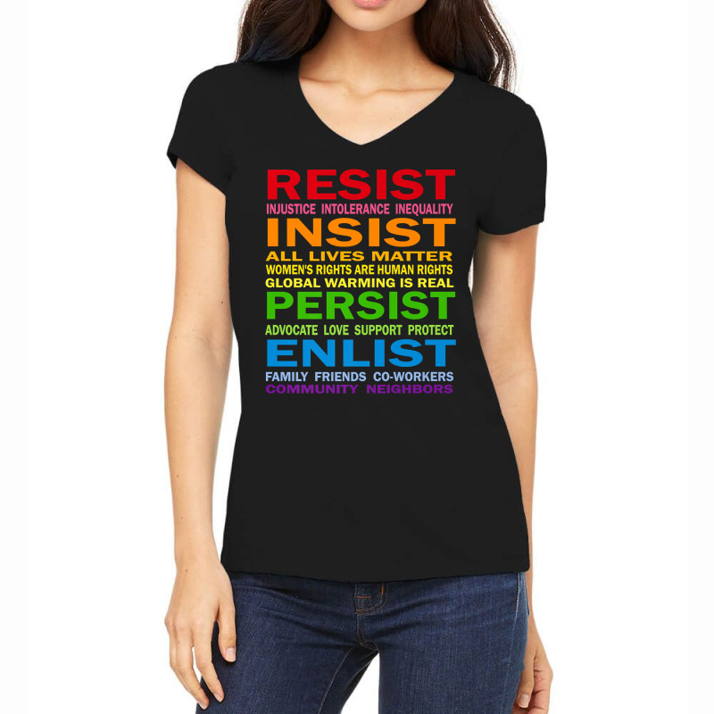 Lgbt Resist Insist Persist Enlist Hillary Mantra T Shirt Women's V-Neck T-Shirt by qubujasaelae | Artistshot