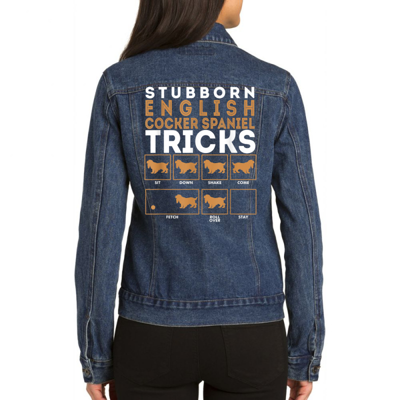 Stubborn English Cocker Spaniel Dog Tricks Graphic T Shirt Ladies Denim Jacket by cm-arts | Artistshot