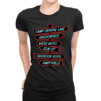 Horror Movie Location Signs Ladies Fitted T-shirt | Artistshot