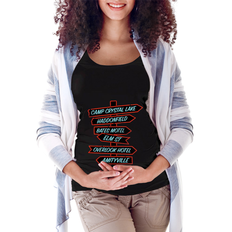 Horror Movie Location Signs Maternity Scoop Neck T-shirt by KEITHSHAPIRO | Artistshot