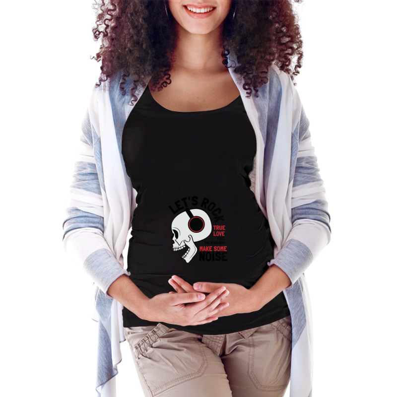 Rock Skull With Headphones Maternity Scoop Neck T-shirt by JeffereyGrimes | Artistshot