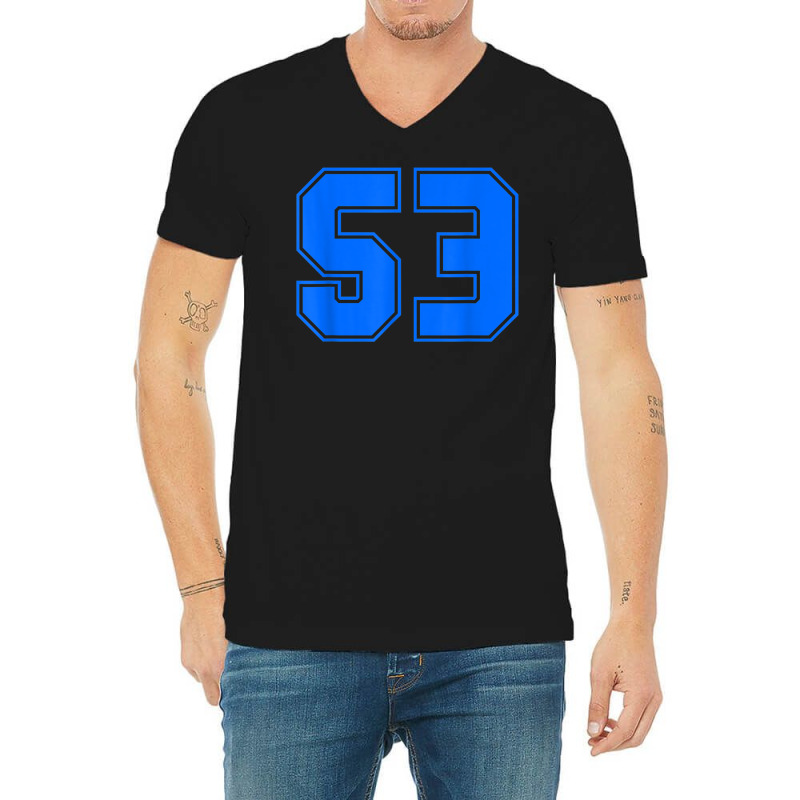 Number #53 Sports Jersey 53rd Anniversary Birthday V-Neck Tee by Aquarius | Artistshot