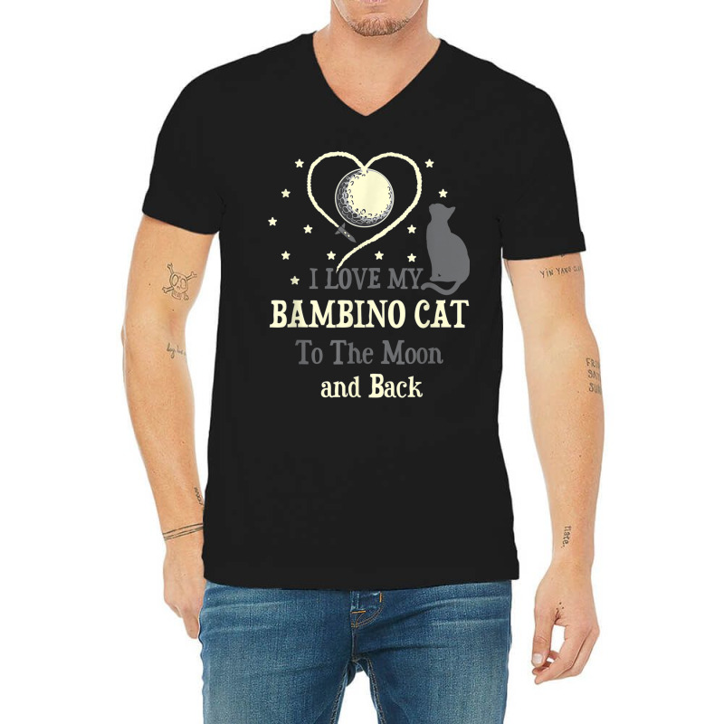 I Love My Bambino Cat To Moon Cat Lover Funny Kitten V-Neck Tee by Sombre | Artistshot