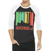 Retro 1970's Style Marietta Georgia Skyline T Shirt 3/4 Sleeve Shirt | Artistshot