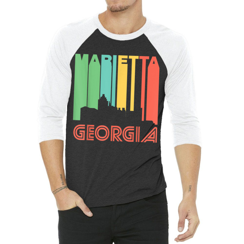 Retro 1970's Style Marietta Georgia Skyline T Shirt 3/4 Sleeve Shirt | Artistshot