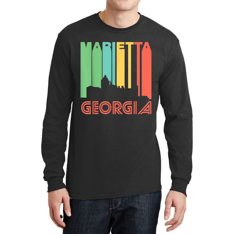 Retro 1970's Style Marietta Georgia Skyline T Shirt Long Sleeve Shirts | Artistshot