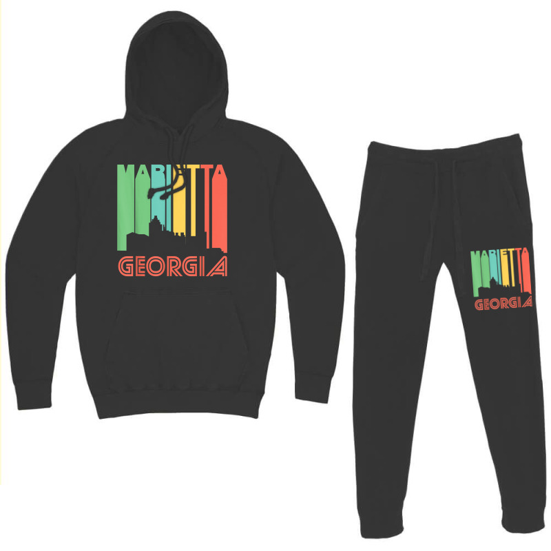 Retro 1970's Style Marietta Georgia Skyline T Shirt Hoodie & Jogger Set | Artistshot