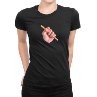 Realism X Cartoon Mashup Fist Holding Pencil 1 Ladies Fitted T-shirt | Artistshot