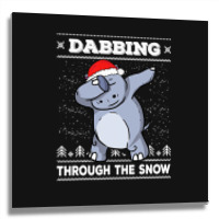 Hippopotamus Dabbing Through The Snow Ugly Christmas Hippopotamus 47 H Metal Print Square | Artistshot