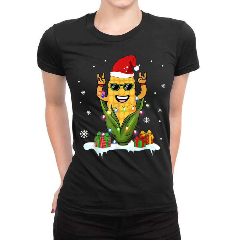 Christmas Funny Corn Design Lights Sweet For Mens Women Boy T Shirt Ladies Fitted T-Shirt by cm-arts | Artistshot