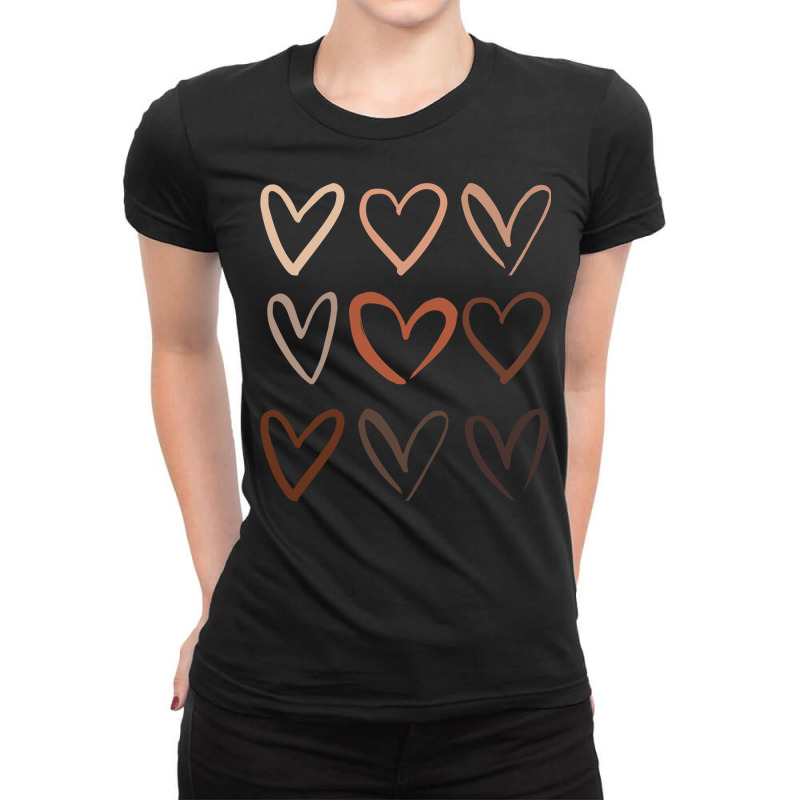 Skin Tone Hearts, Be Kind, Melanin Ladies Fitted T-shirt | Artistshot