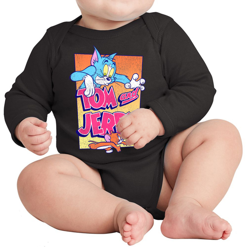 Tom & Jerry Mid Chase Around The Poster Long Sleeve Baby Bodysuit | Artistshot