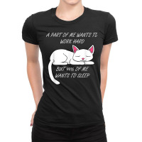 Lazy Cat Funny Kitty Work Office Excuse T Shirt Ladies Fitted T-shirt | Artistshot