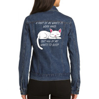 Lazy Cat Funny Kitty Work Office Excuse T Shirt Ladies Denim Jacket | Artistshot