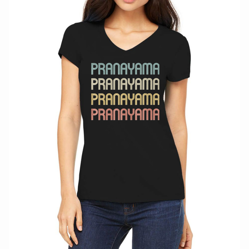 Yoga Breathing Retro Pranayama Gift Yoga Breathe Women's V-Neck T-Shirt by cm-arts | Artistshot