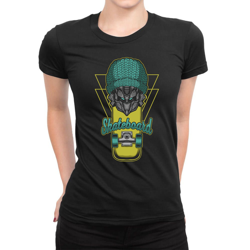 Urban Robot Skater, Urban Robot Skater Art, Urban Robot Skater Paintin Ladies Fitted T-Shirt by SHLUFFYI | Artistshot