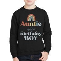 Womens Auntie Of The Birthday Boy Boho Rainbow Party Retro Supplies Youth Sweatshirt | Artistshot