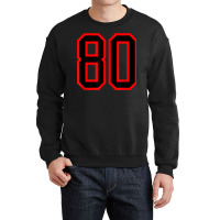 Jersey Number #80 Red Black Sports Birthday Lucky Number 80 Crewneck Sweatshirt | Artistshot