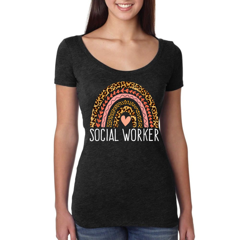 Social Worker Leopard Rainbow Social Work Women Girls T Shirt Women's Triblend Scoop T-shirt by cm-arts | Artistshot