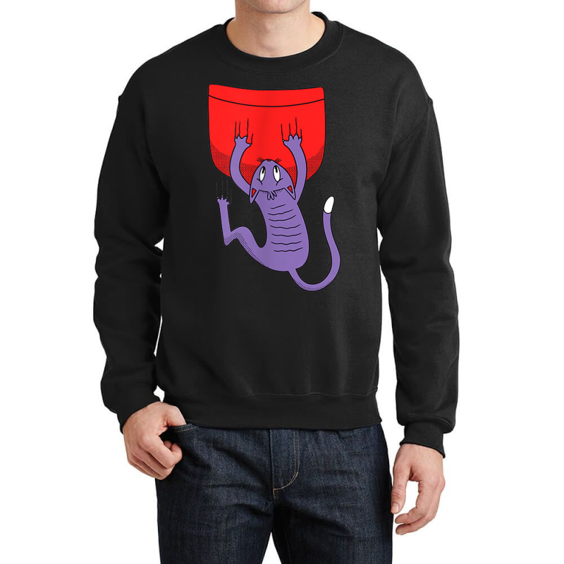 Funny Falling Cat Pocket Crewneck Sweatshirt by Fashzilla | Artistshot