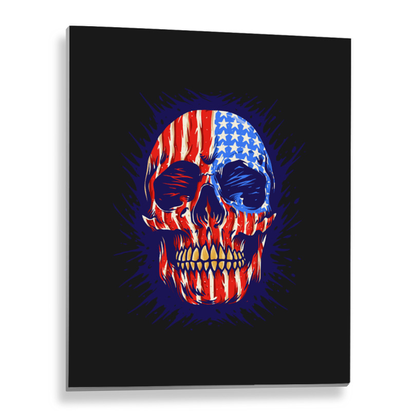 American Flag Skull, American Flag Skull Painting, American Flag Skull Metal Print Vertical | Artistshot