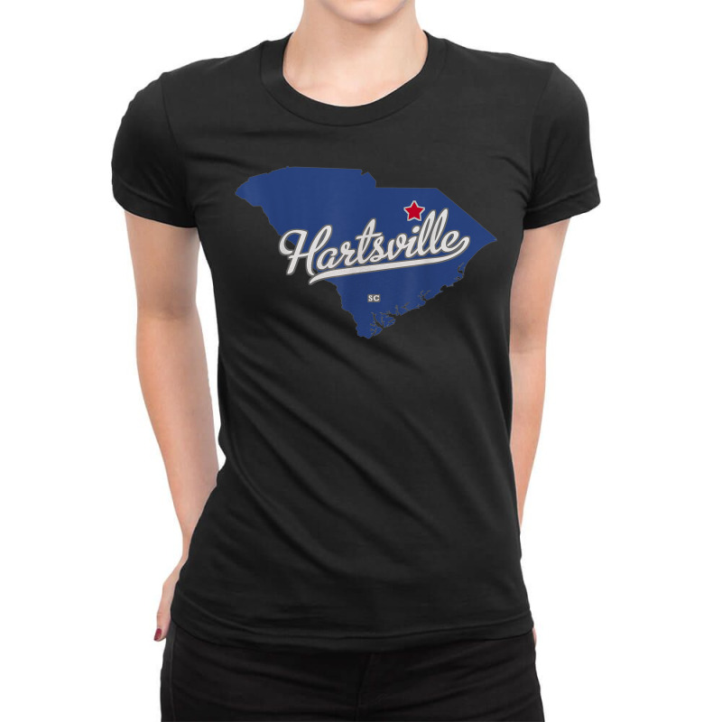 Hartsville South Carolina Sc Map Ladies Fitted T-Shirt by Queens | Artistshot