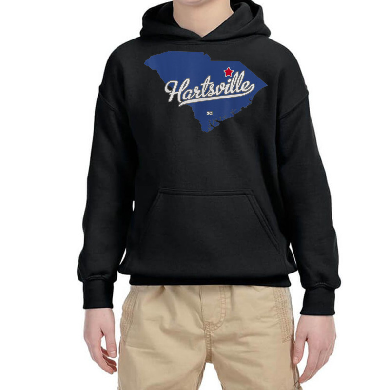 Hartsville South Carolina Sc Map Youth Hoodie by Queens | Artistshot