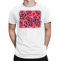 Valentine's Day Roses Leopard Background T-shirt | Artistshot