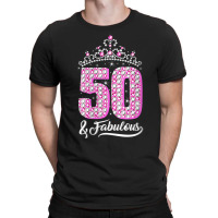 Womens 50 And Fabulous 50th Birthday Diamond Crown Gift Women V Neck T T-shirt | Artistshot