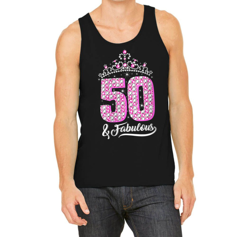 Womens 50 And Fabulous 50th Birthday Diamond Crown Gift Women V Neck T Tank Top | Artistshot