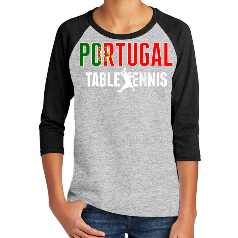 Portugal Table Tennis Fans Jersey Portuguese Flag Ping Pong Youth 3/4 Sleeve by Aquarius | Artistshot