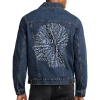 Meditate Mindfulness Zen Buddha Yoga Wordart T Shirt Men Denim Jacket | Artistshot