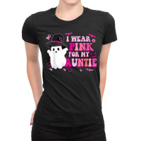 Retro I Wear Pink For My Auntie Halloween Cute Pink Ghost Ladies Fitted T-shirt | Artistshot