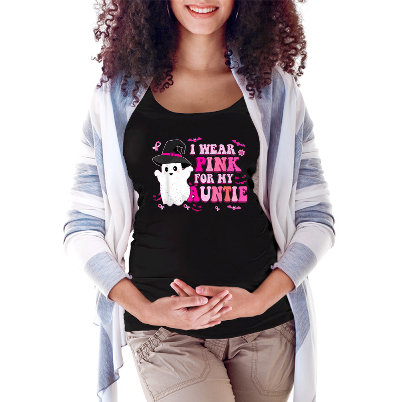 Retro I Wear Pink For My Auntie Halloween Cute Pink Ghost Maternity Scoop Neck T-shirt by Orchid | Artistshot