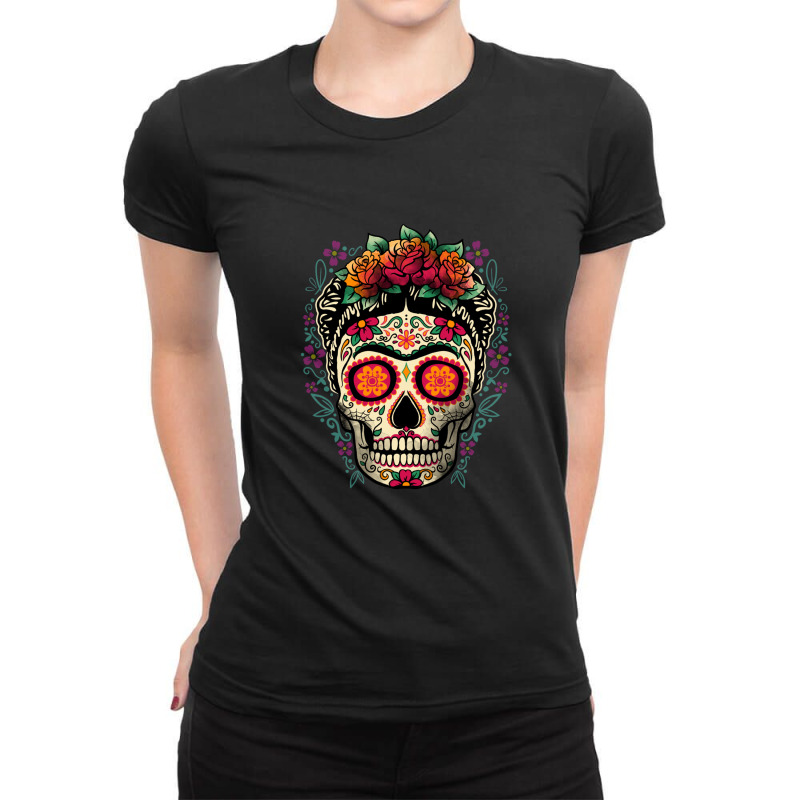 Frida Calavera Ladies Fitted T-Shirt by cm-arts | Artistshot