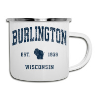 Burlington Wisconsin Wi Vintage Athletic Navy Sports Design Camper Cup | Artistshot