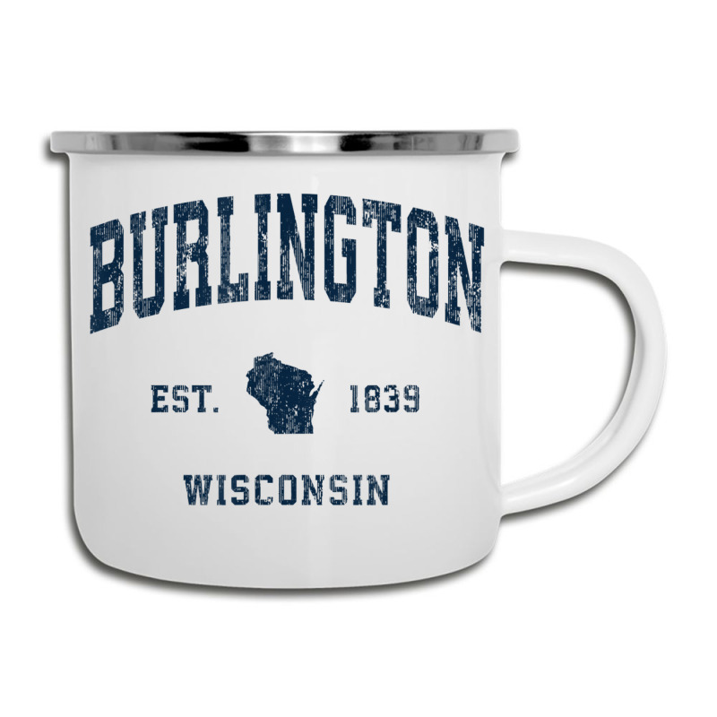 Burlington Wisconsin Wi Vintage Athletic Navy Sports Design Camper Cup | Artistshot