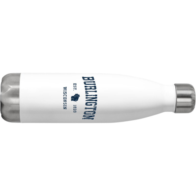 Burlington Wisconsin Wi Vintage Athletic Navy Sports Design Stainless Steel Water Bottle | Artistshot