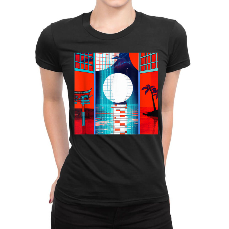 Japanese Vaporwave Futuristic Table Ladies Fitted T-Shirt by Uniform | Artistshot