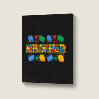 Brother Brick Builder Boy Master Builder Blocks Building Portrait Canvas Print | Artistshot