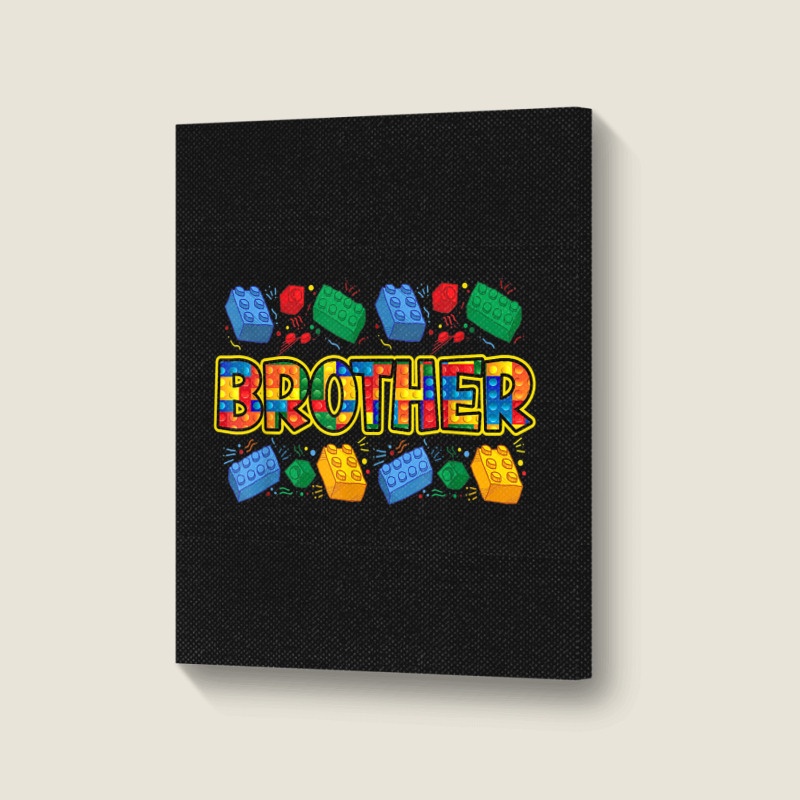 Brother Brick Builder Boy Master Builder Blocks Building Portrait Canvas Print | Artistshot