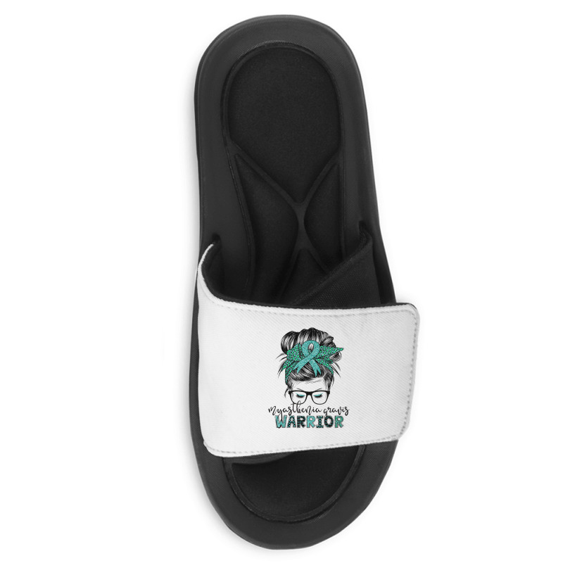 Myasthenia Gravis Warrior Mom Mg Awareness T Shirt Slide Sandal | Artistshot