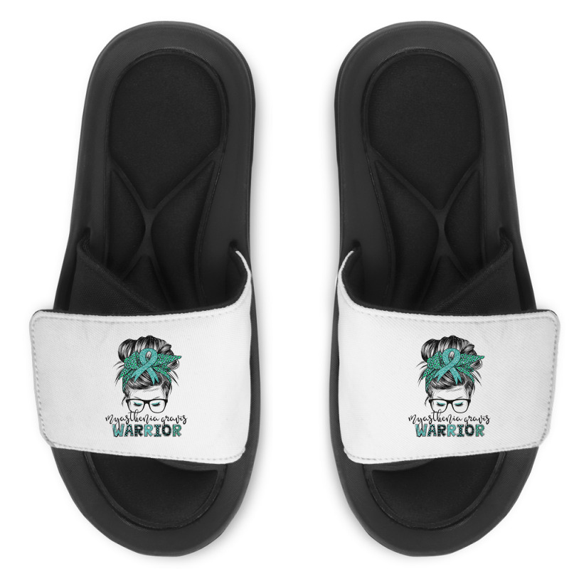 Myasthenia Gravis Warrior Mom Mg Awareness T Shirt Slide Sandal | Artistshot