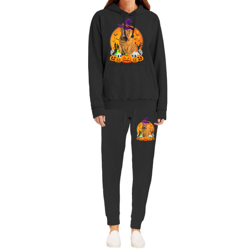 Scary Pumpkin Skull Witch Dogue De Bordeaux Dog Halloween Hoodie & Jogger Set | Artistshot