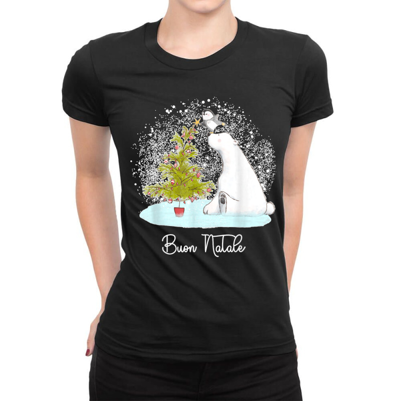 Buon Natale Cute Polar Bear Penguin Christmas Ladies Fitted T-Shirt by RogerKyleFox | Artistshot