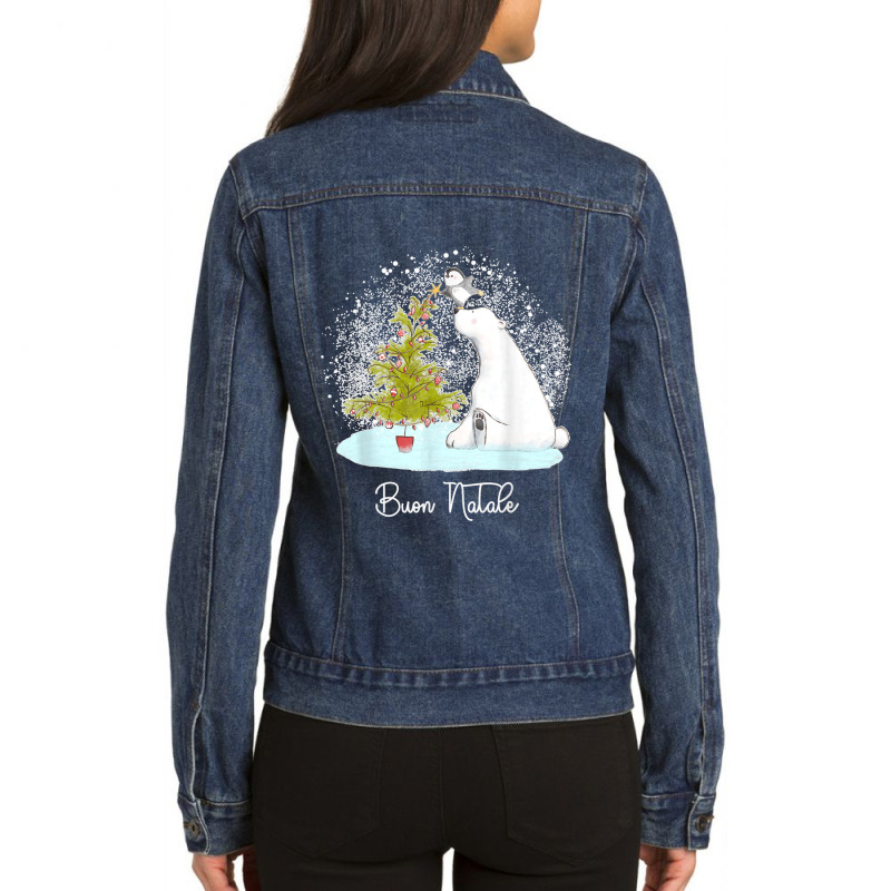 Buon Natale Cute Polar Bear Penguin Christmas Ladies Denim Jacket by RogerKyleFox | Artistshot